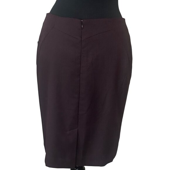 Worthington Burgundy Black Pencil Skirt Check Pattern Poly Blend Women's Size 8 - Picture 3 of 16